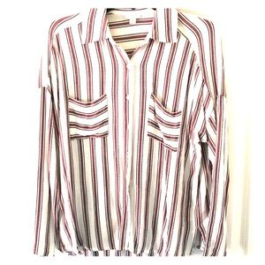BP Pinstriped Boho Relaxed Button Down Shirt